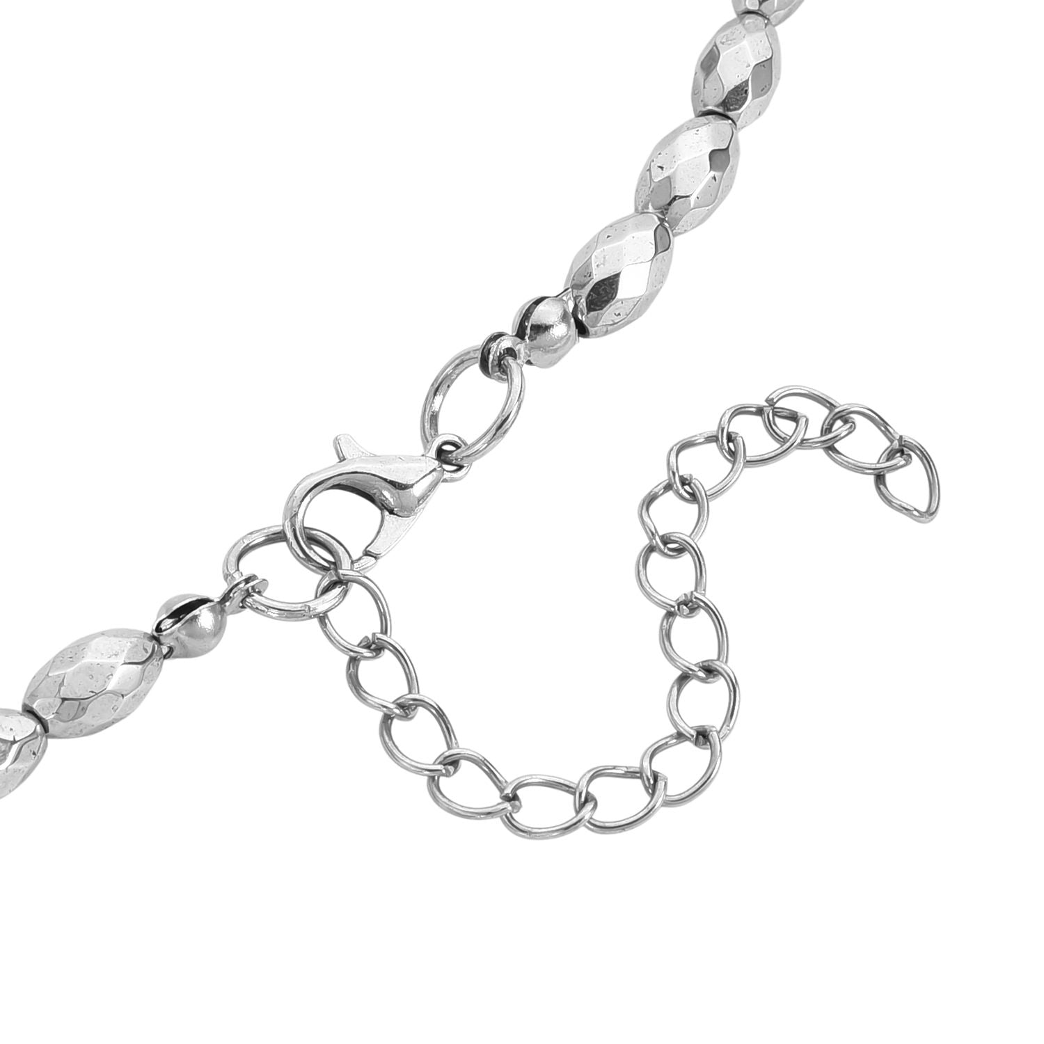 5er Set Hämatit Halsketten Herz Kugel Facettiert Gedreht ca 50 cm + 5 cm Extender, Silberfarben, ca. 724.00 ct