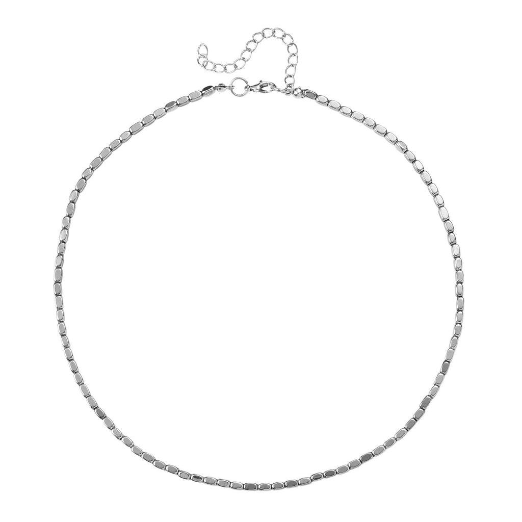 5er Set Hämatit Halsketten Herz Kugel Facettiert Gedreht ca 50 cm + 5 cm Extender, Silberfarben, ca. 724.00 ct