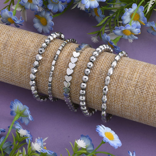 5er Set - Silberbeschichteter Hämatit Schmuck Zubehör ca. 301,50 ct.