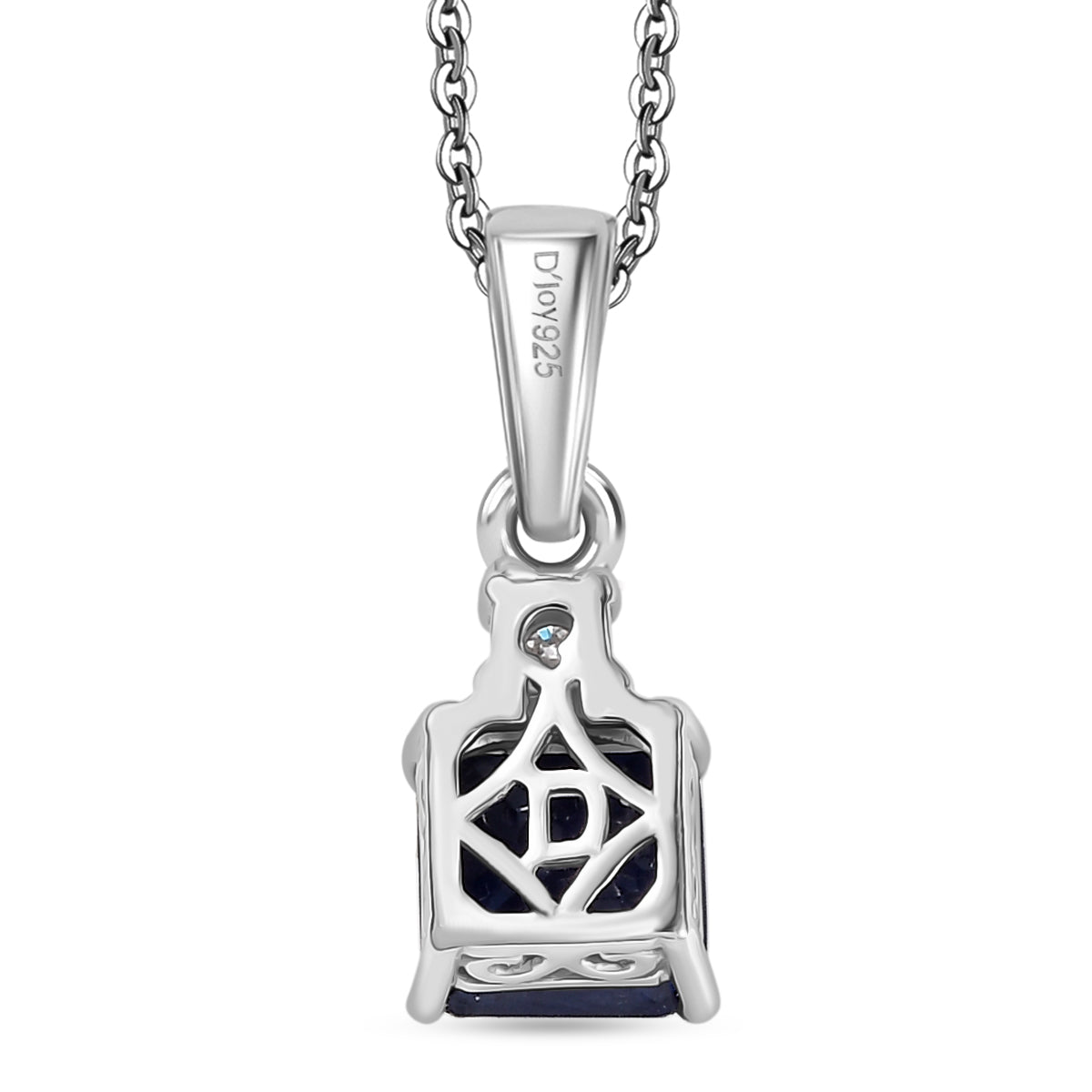 D'Joy AA Masoala Saphir (Fissure gefüllt), Moissanit Anhänger mit Kette, ca. 50 cm 925 Silber rhodiniert ca. 1.73 ct
