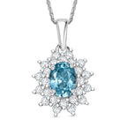 D'Joy AA Blauer Zirkon, Weißer Zirkon Schmuckset ca. 50 cm 925 Silber rhodiniert ca. 3,24 ct.