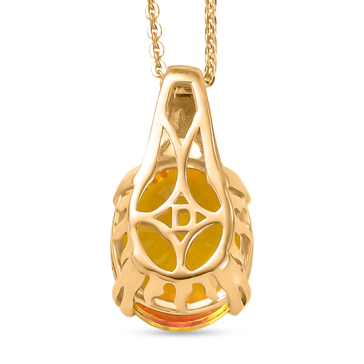 D'Joy - Lichkranz-Design Sphaleros Quarz Anhänger mit Kette, ca. 50 cm 925 Silber 750 Gelb Vergoldet ca. 5.19 ct