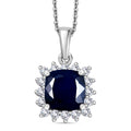 D'Joy Diffundierter blauer Saphir, Moissanit Anhänger mit Kette, ca. 50 cm 925 Silber rhodiniert ca. 4.36 ct