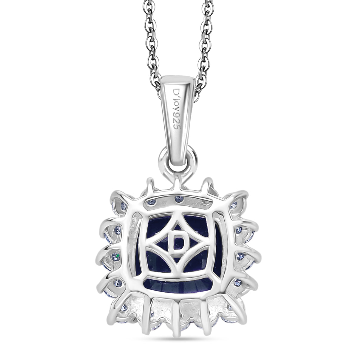 D'Joy Diffundierter blauer Saphir, Moissanit Anhänger mit Kette, ca. 50 cm 925 Silber rhodiniert ca. 4.36 ct