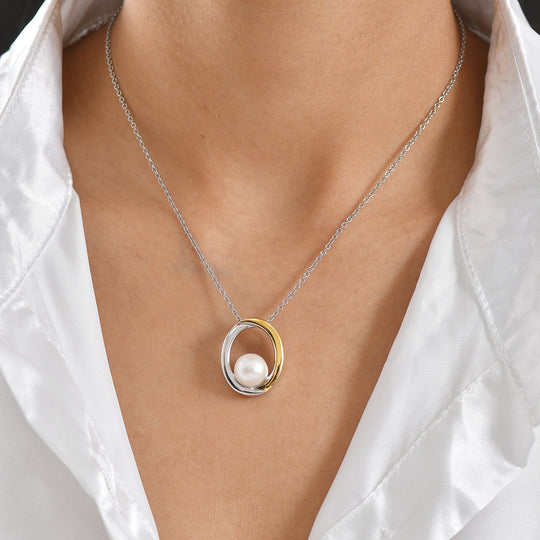 EVER TRUE Süßwasser Perle (9-9.5 mm) Anhänger mit Kette, ca. 50 cm, Nickelfreies Messing