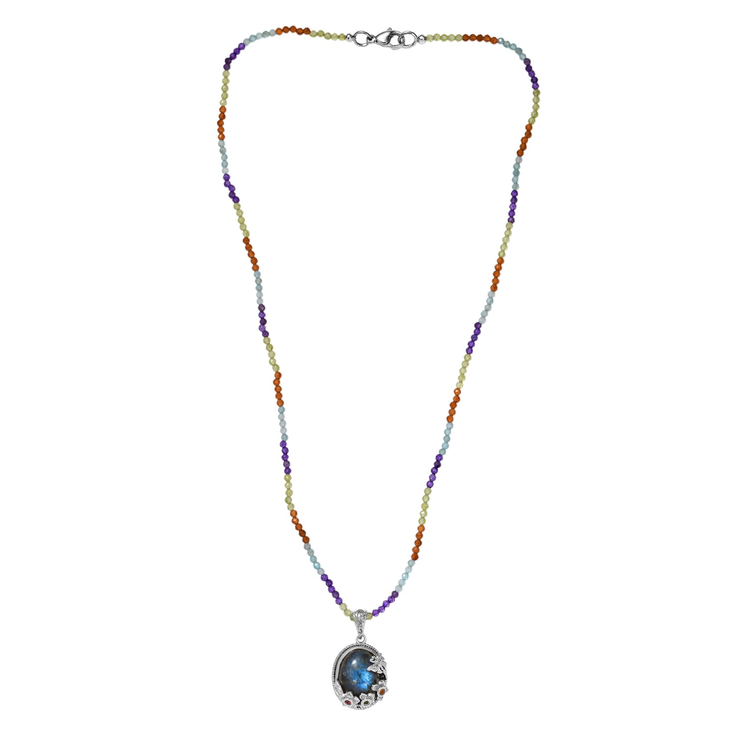 EVER TRUE AAA Labradorit, Mehrfarbig-Turmalin Schmuckset ca. 45 cm ca. 27.93 ct