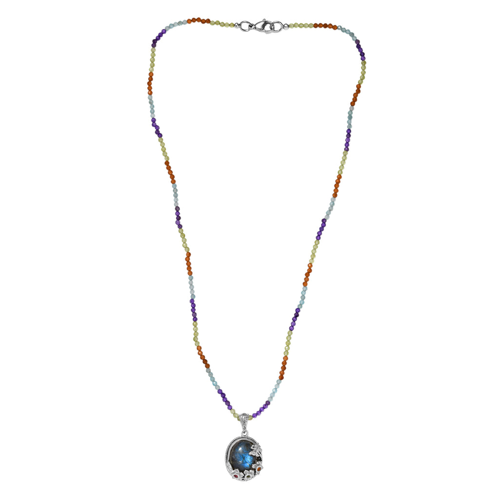 EVER TRUE AAA Labradorit, Mehrfarbig-Turmalin Schmuckset ca. 45 cm ca. 27.93 ct