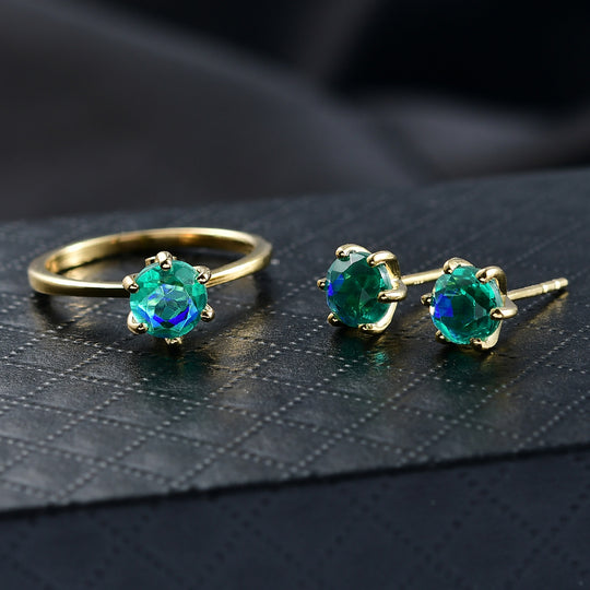 D'Joy Pfau Quarz Triplette Schmuckset 925 Silber platiniert (Größe 21) ca. 2,93 ct.