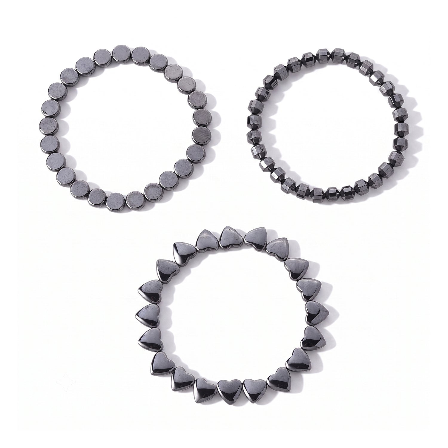 3er-Set Hämatit Armband, flexibles (ca. 18-19 cm) ca. 215,00 ct.