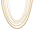 5er-Set Halsketten, ca. 45 cm + 5 cm Extender, Nickelfreies Messing Goldfarben