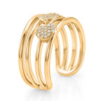 3er Set -Weißer Zirkonia Cuff-Ringe, vergoldet, Nickelfreies Messing (Größe 19.00)