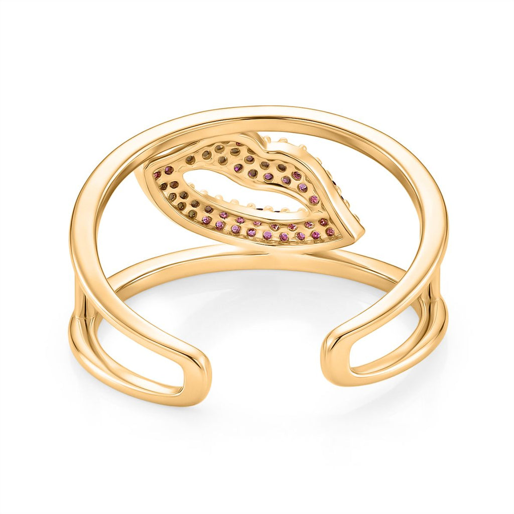 3er Set -Weißer Zirkonia Cuff-Ringe, vergoldet, Nickelfreies Messing (Größe 20.00)