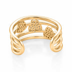 3er Set -Weißer Zirkonia Cuff-Ringe, vergoldet, Nickelfreies Messing (Größe 20.00)