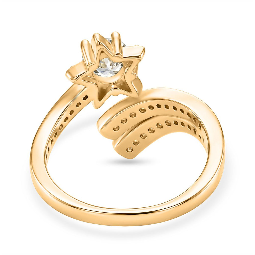 3er Set -Weißer Zirkonia Cuff-Ringe, vergoldet, Nickelfreies Messing (Größe 20.00)