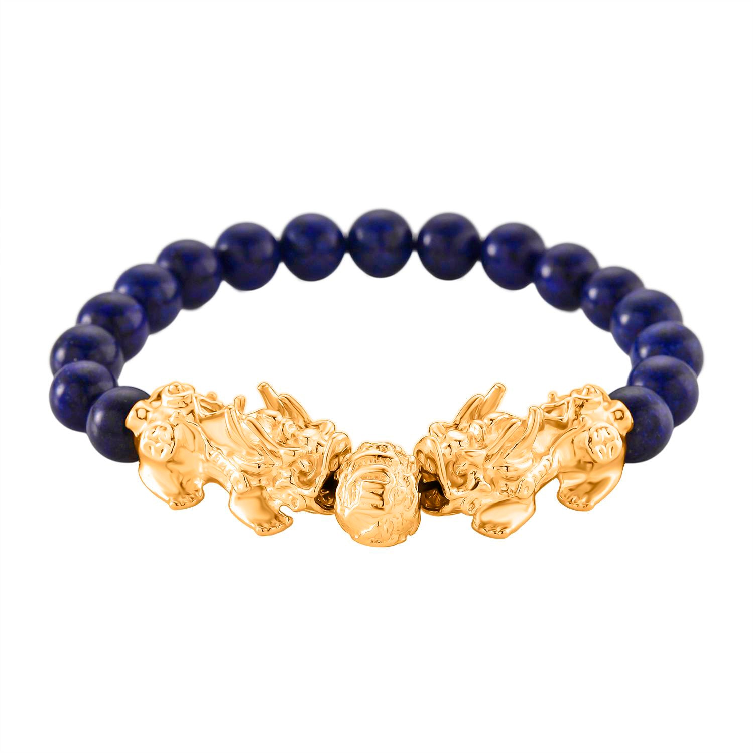 2er Set - Lapislazuli Halskette und Armband Legierung  gelb vergoldet ca. 430.00 ct