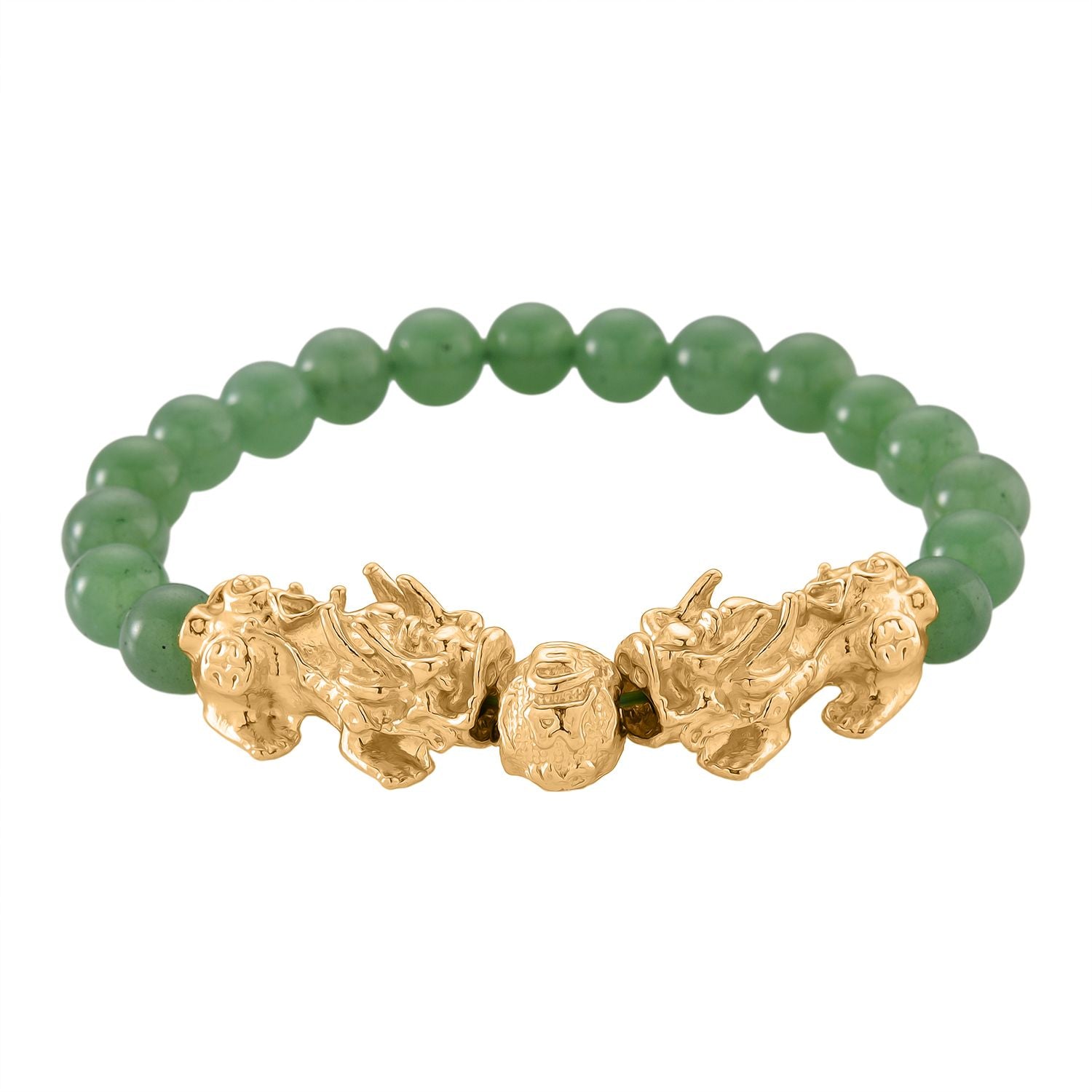 2er Set - Grüner Aventurin Halskette und Armband Legierung  gelb vergoldet ca. 430.00 ct