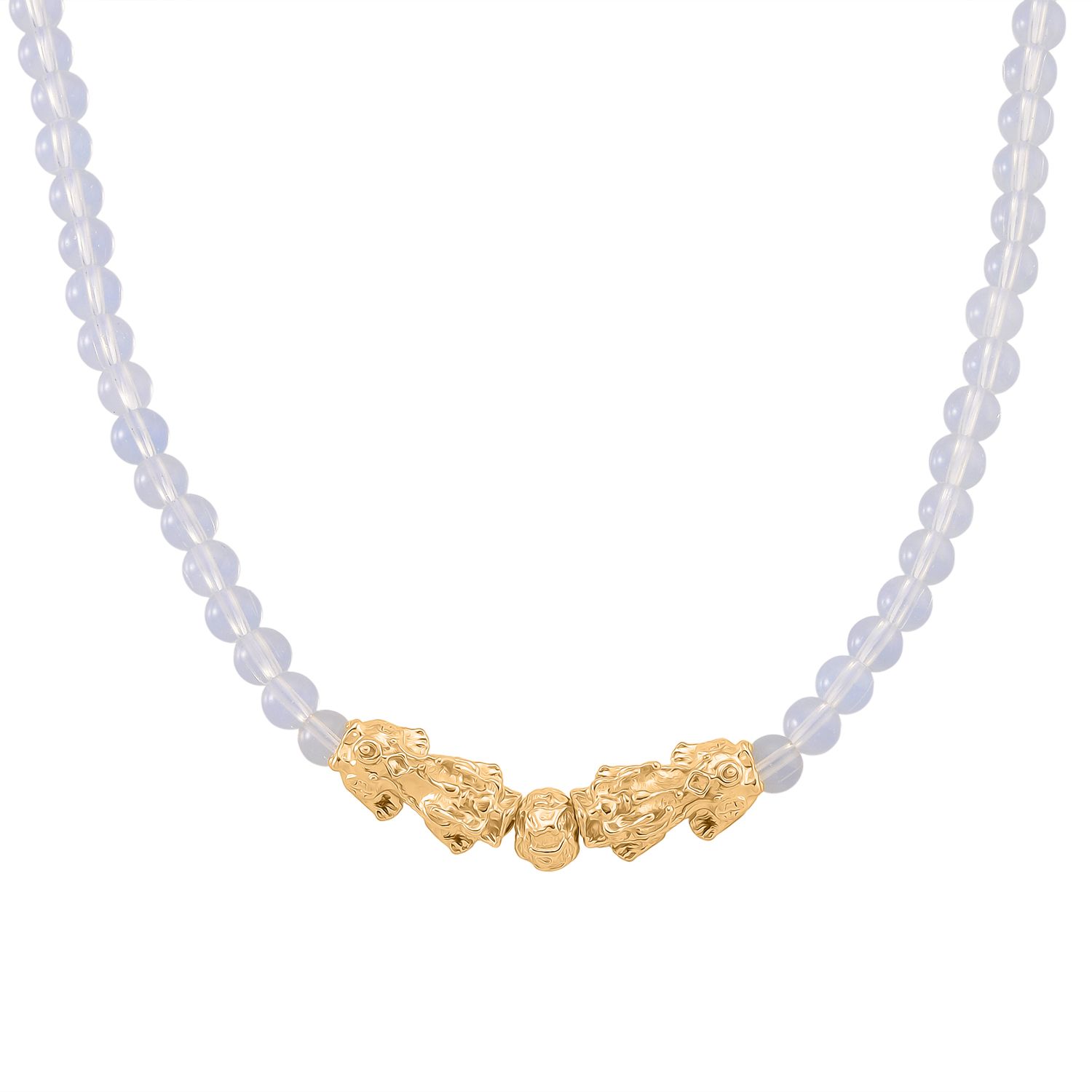 2er Set - Opalite Halskette und Armband Legierung gelb vergoldet ca. 430.00 ct
