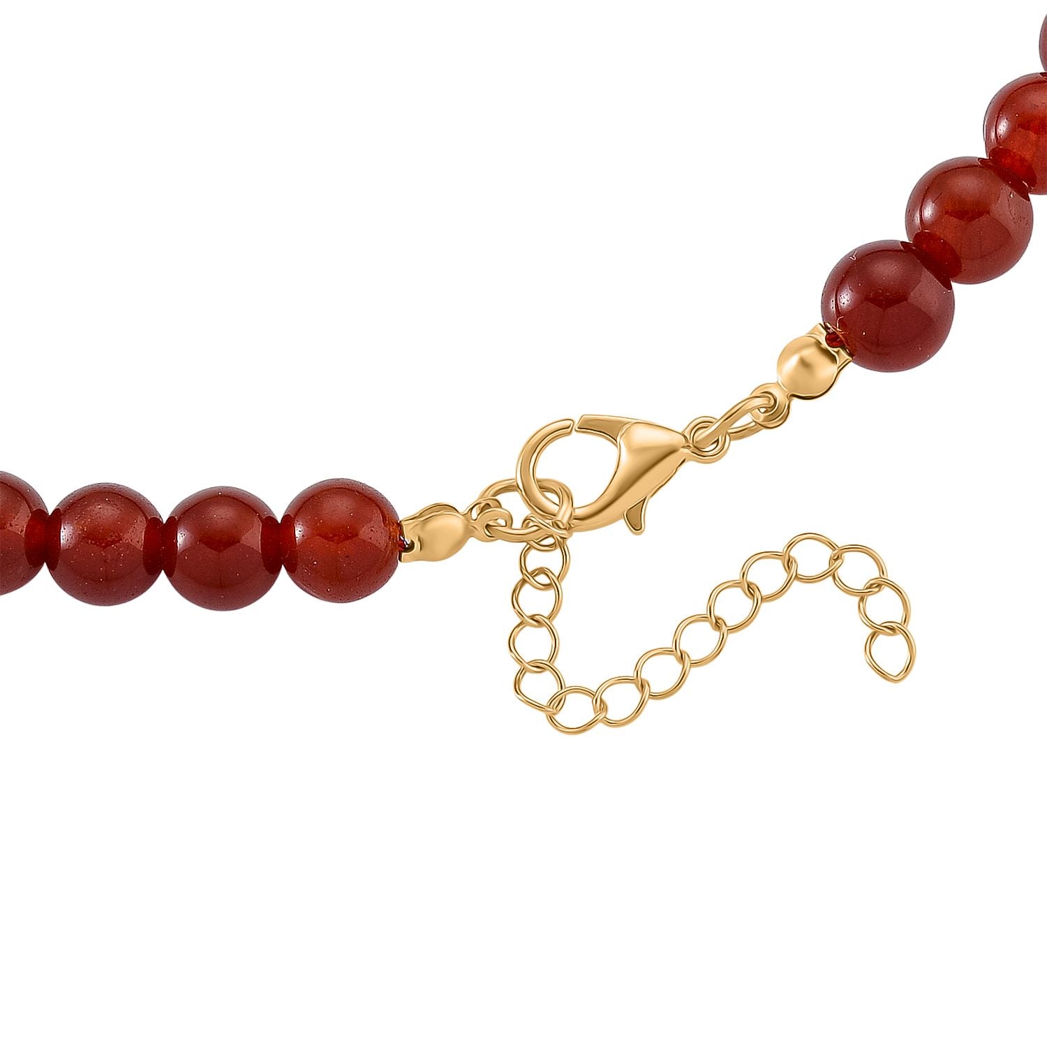 2er Set - Roter Achat Halskette und Armband Legierung gelb vergoldet ca. 430.00 ct
