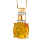 D'Joy Sphaleros Quarz, Weißer Zirkon Schmuckset ca. 45 cm 925 Silber Gelbgold Vermeil ca. 8.94 ct