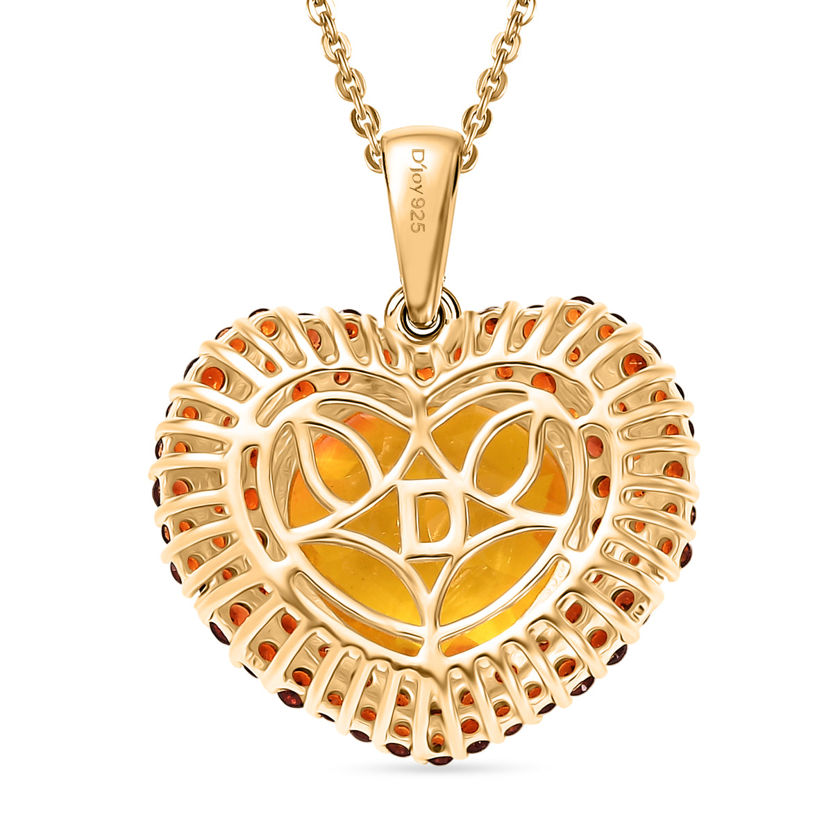 D'Joy Sphaleros Quarz, Mosambik Granat Schmuckset ca. 50 cm 925 Silber 750 Gelbgold Vermeil ca. 7.98 ct