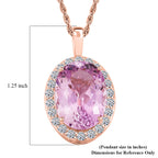 AAA Martha Rocha Kunzite, Lab Grown Diamant Schmuckset ca. 45 cm, AGI zertifiziert und geprüft, 417 Rosa Gold ca. 15.64 ct