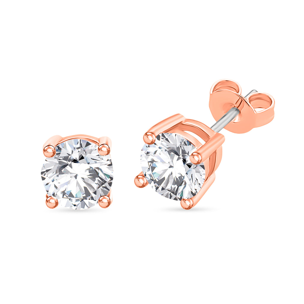 2er Set- Weißer Zirkonia Armband und Ohrringe, Nickelfreies Messing rosévergoldet