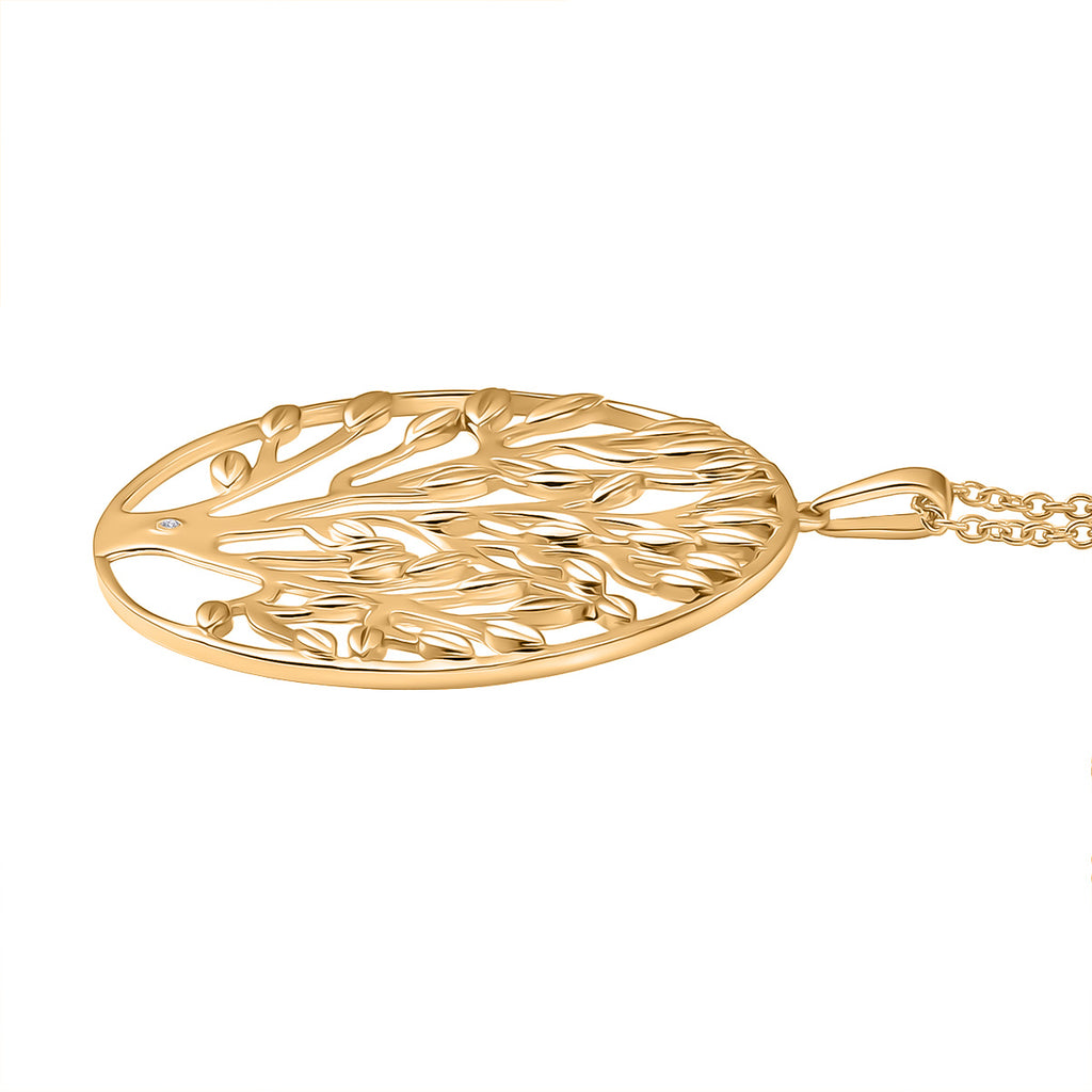 EVER TRUE Weißer Diamant Anhänger mit Kette ca. 50 cm, Nickelfreies Messing Goldfarben