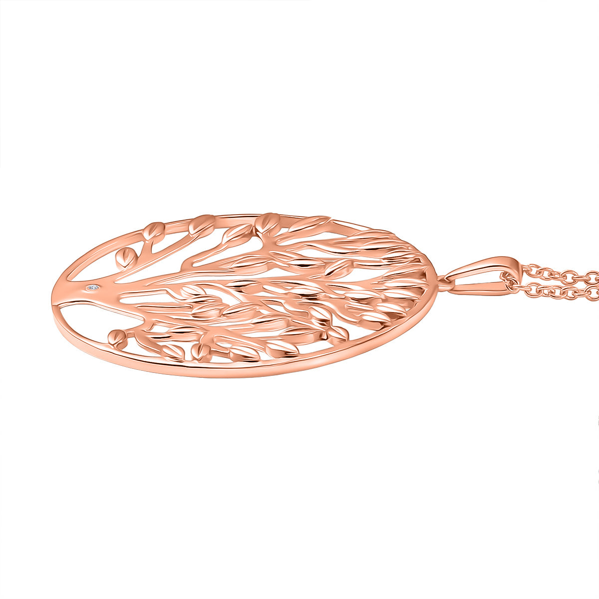 EVER TRUE Weißer Diamant Anhänger mit Kette ca. 50 cm, Nickelfreies Messing Roségoldfarben