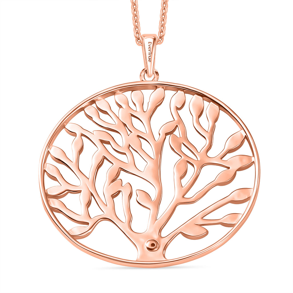 EVER TRUE Weißer Diamant Anhänger mit Kette ca. 50 cm, Nickelfreies Messing Roségoldfarben