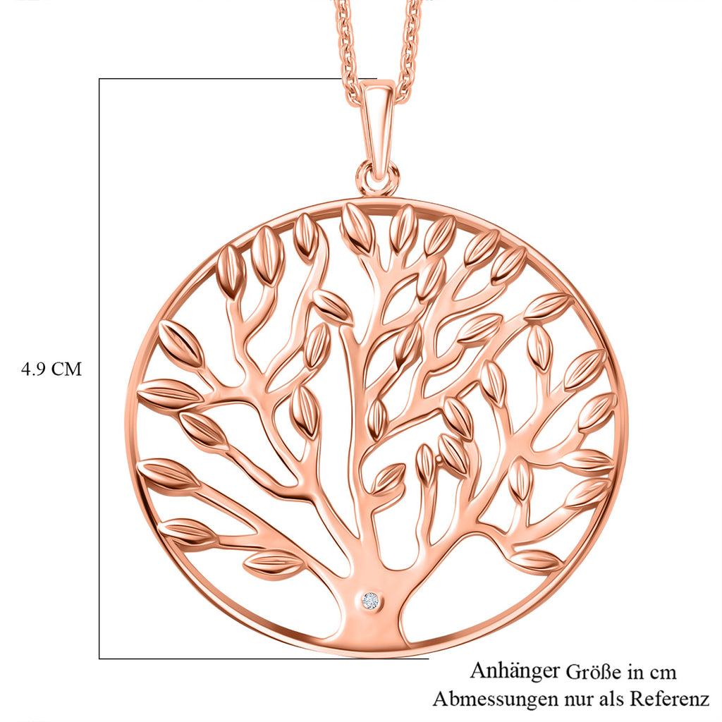 EVER TRUE Weißer Diamant Anhänger mit Kette ca. 50 cm, Nickelfreies Messing Roségoldfarben