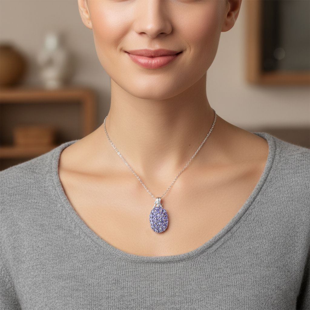 D'Joy Tansanit, Weißer Zirkon Schmuckset ca. 50 cm 925 Silber rhodiniert ca. 4,70 ct.