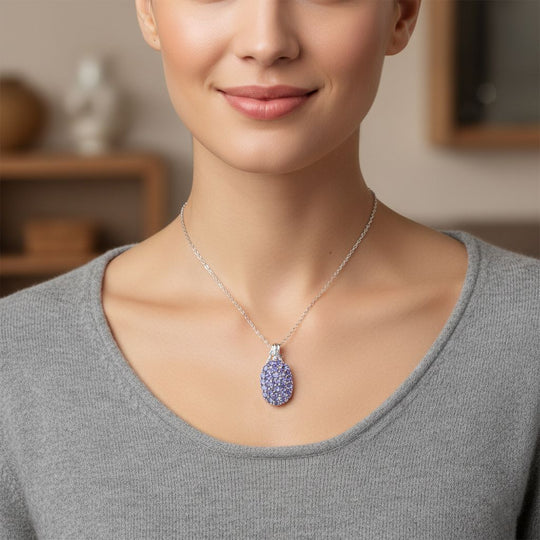 D'Joy Tansanit, Weißer Zirkon Schmuckset ca. 50 cm 925 Silber rhodiniert ca. 4,70 ct.