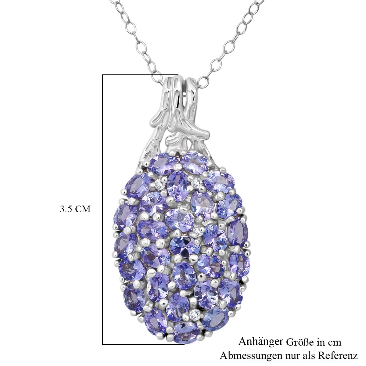 D'Joy Tansanit, Weißer Zirkon Schmuckset ca. 50 cm 925 Silber rhodiniert ca. 4,70 ct.