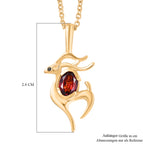 EVER TRUE Roter Granat, Schwarzer Spinell Anhänger mit Kette ca. 50 cm, ca. 0.89 ct