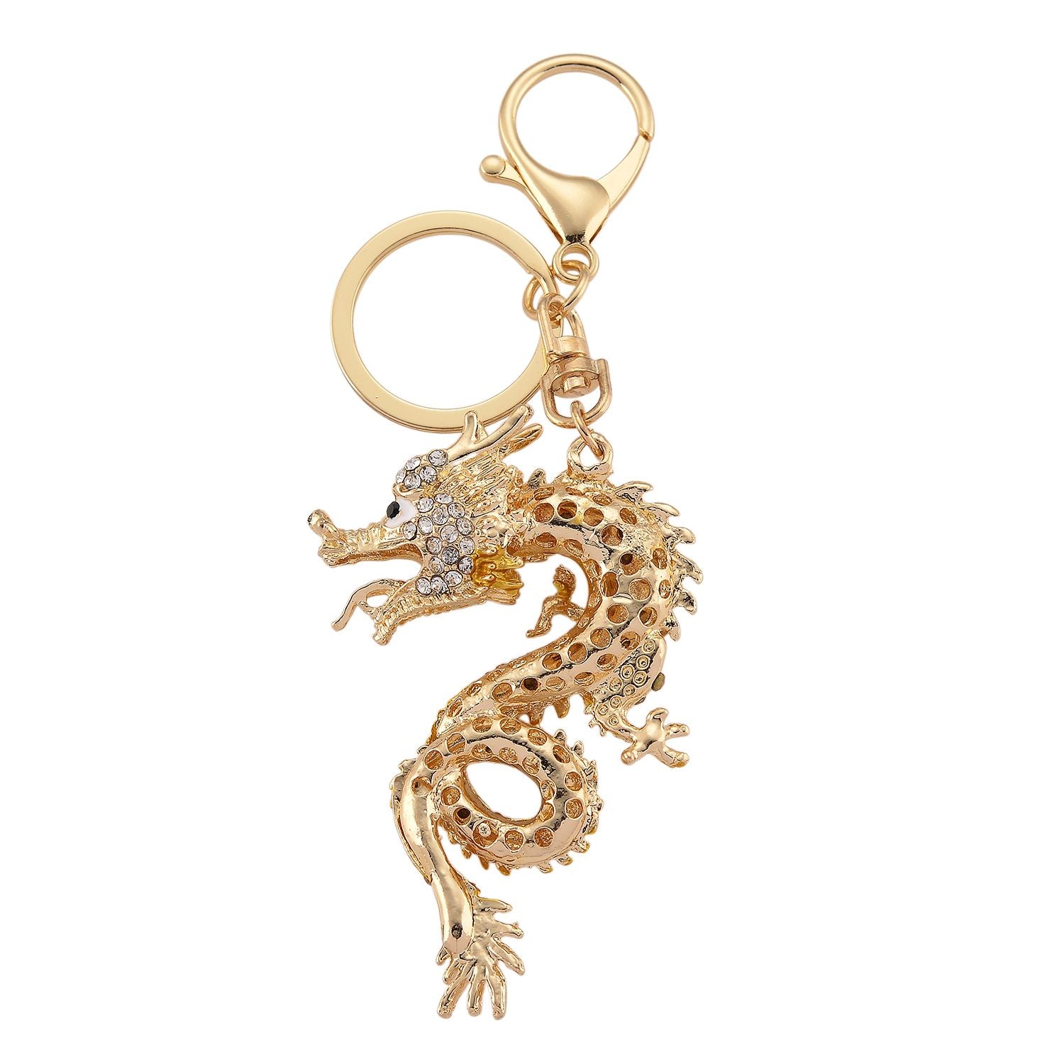 3er Set dekorative Design Schlüsselanhänger Legierung emailliert mit schwarzen Kristallen, 20 x 20 cm, goldfarben, ca. 0.05 ct