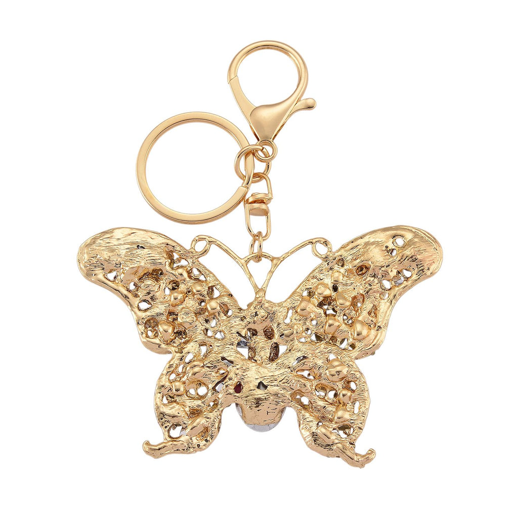 3er Set dekorative Design Schlüsselanhänger Legierung emailliert mit schwarzen Kristallen, 20 x 20 cm, goldfarben, ca. 0.05 ct
