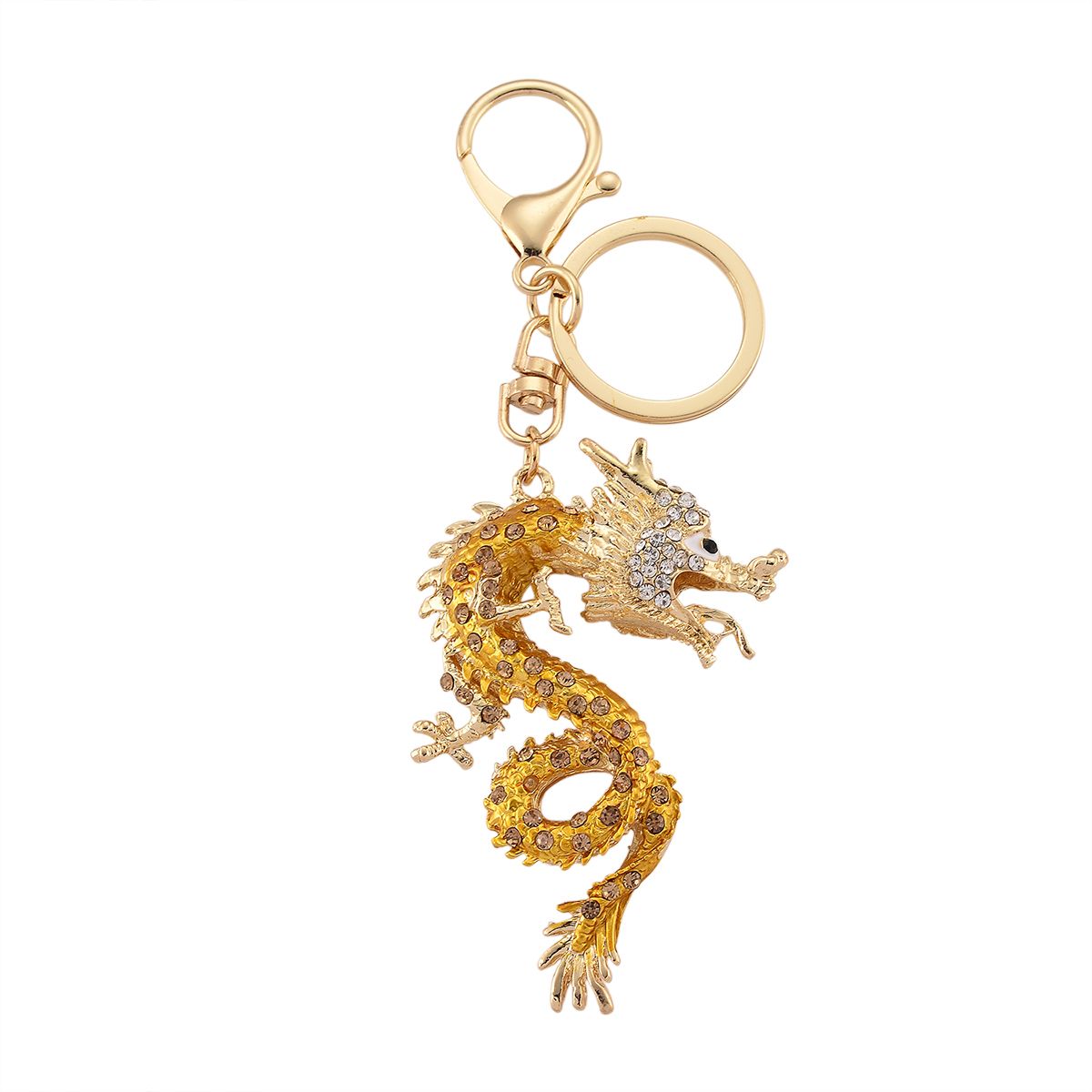 3er Set dekorative Design Schlüsselanhänger Legierung emailliert mit schwarzen Kristallen, 20 x 20 cm, goldfarben, ca. 0.05 ct