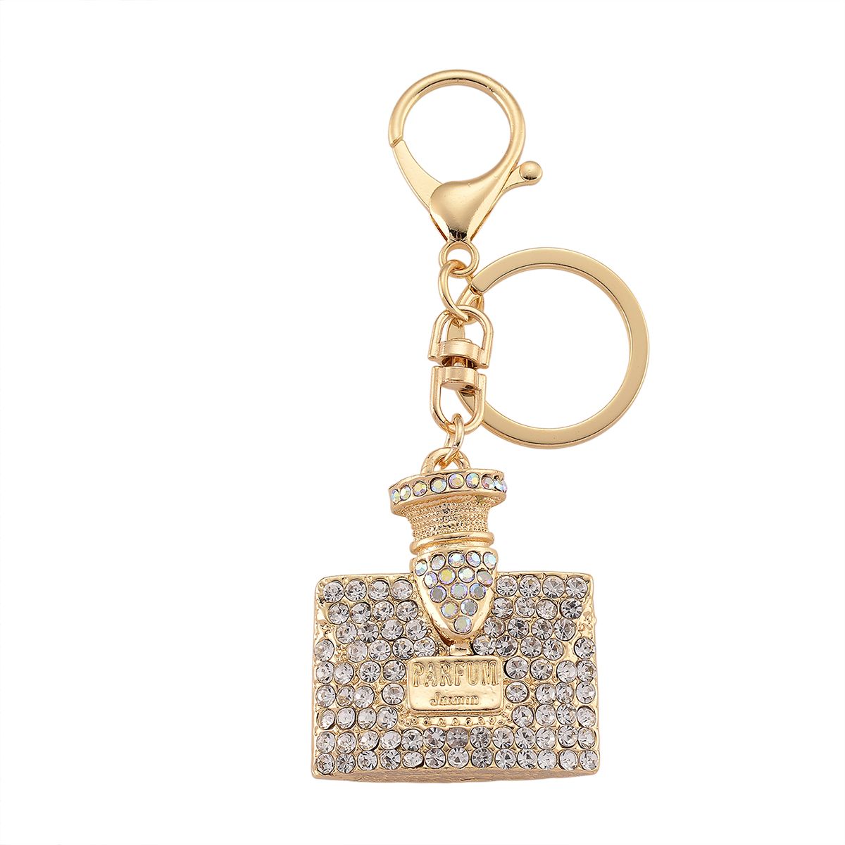 3er Set Fashion Schlüsselanhänger mit Kristallbesatz, emaillierte Legierung, Gelbgoldfarben