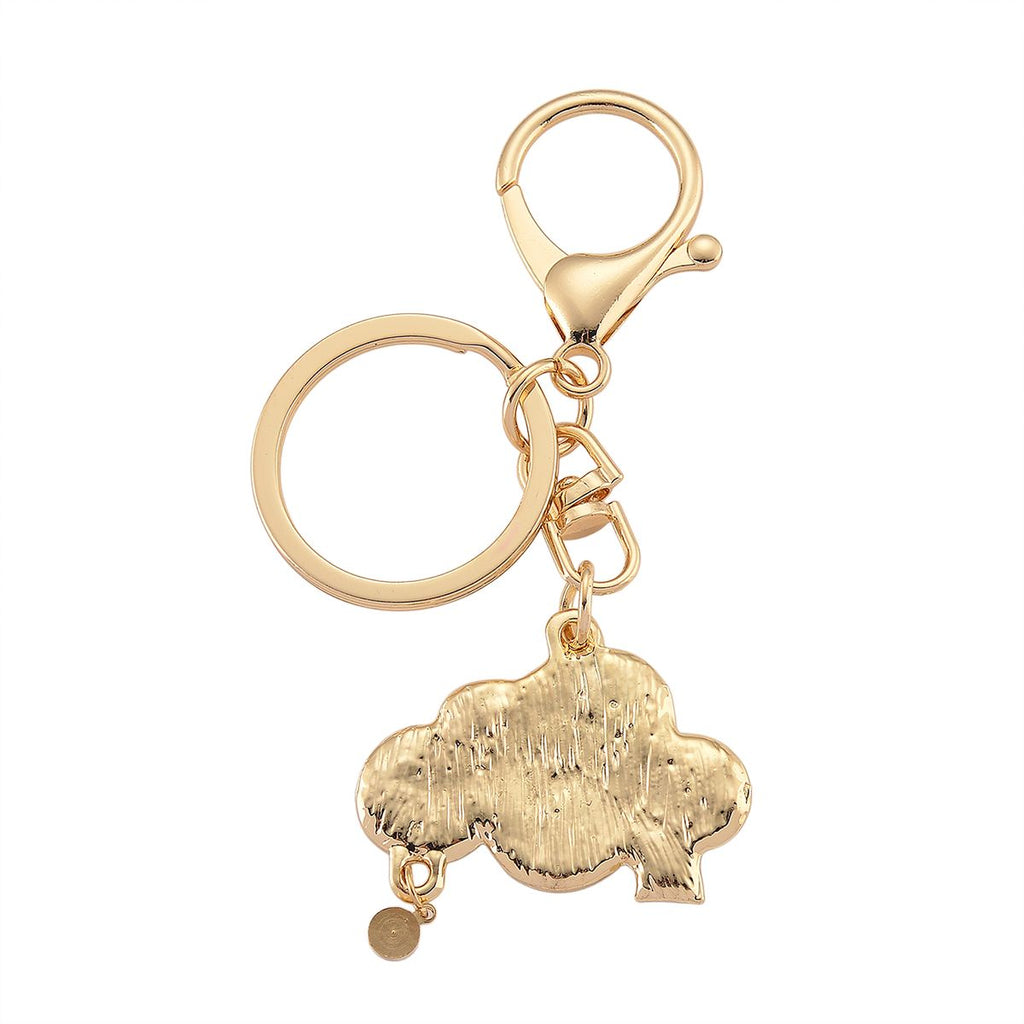 Weißer Kristall Schlüsselanhänger, emaillierte Legierung, goldfarben, Giraffe