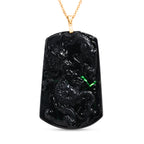 D'Joy Schwarze Jade Schmuckset ca. 50 cm 925 Silber Vergoldet ca. 100,00 ct.