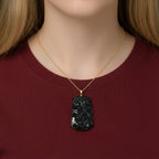 D'Joy Schwarze Jade Schmuckset ca. 50 cm 925 Silber Vergoldet ca. 100,00 ct.