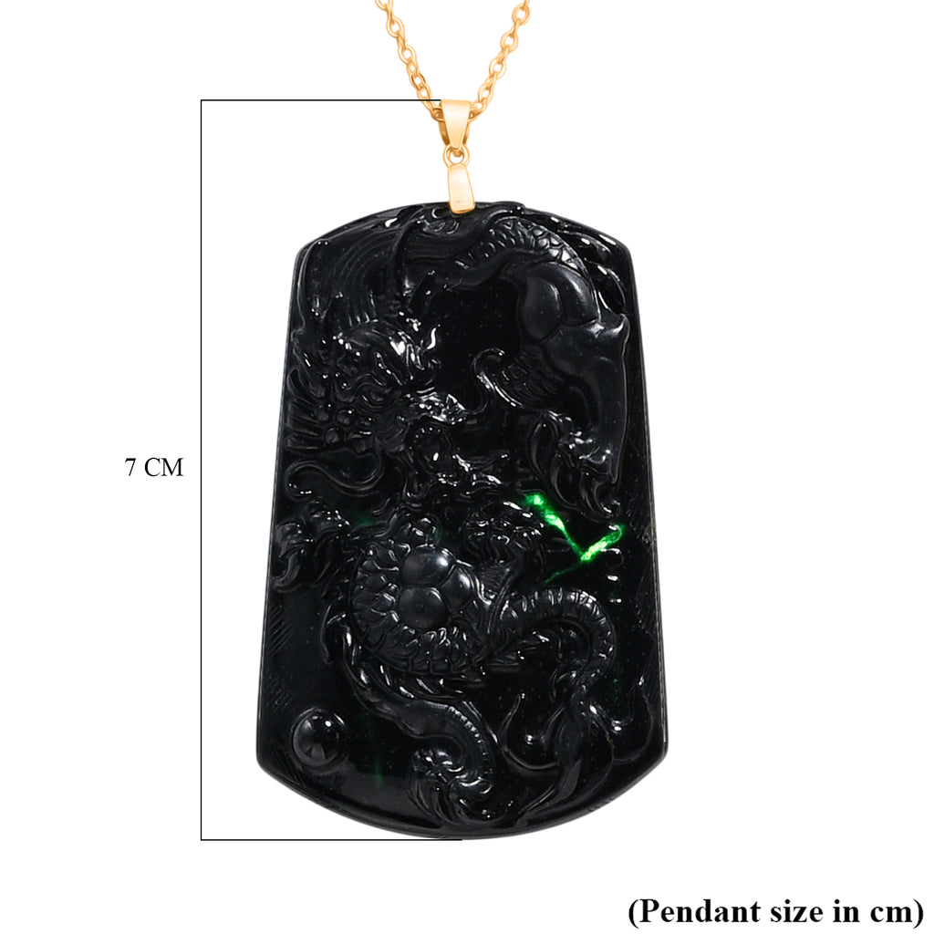 D'Joy Schwarze Jade Schmuckset ca. 50 cm 925 Silber Vergoldet ca. 100,00 ct.