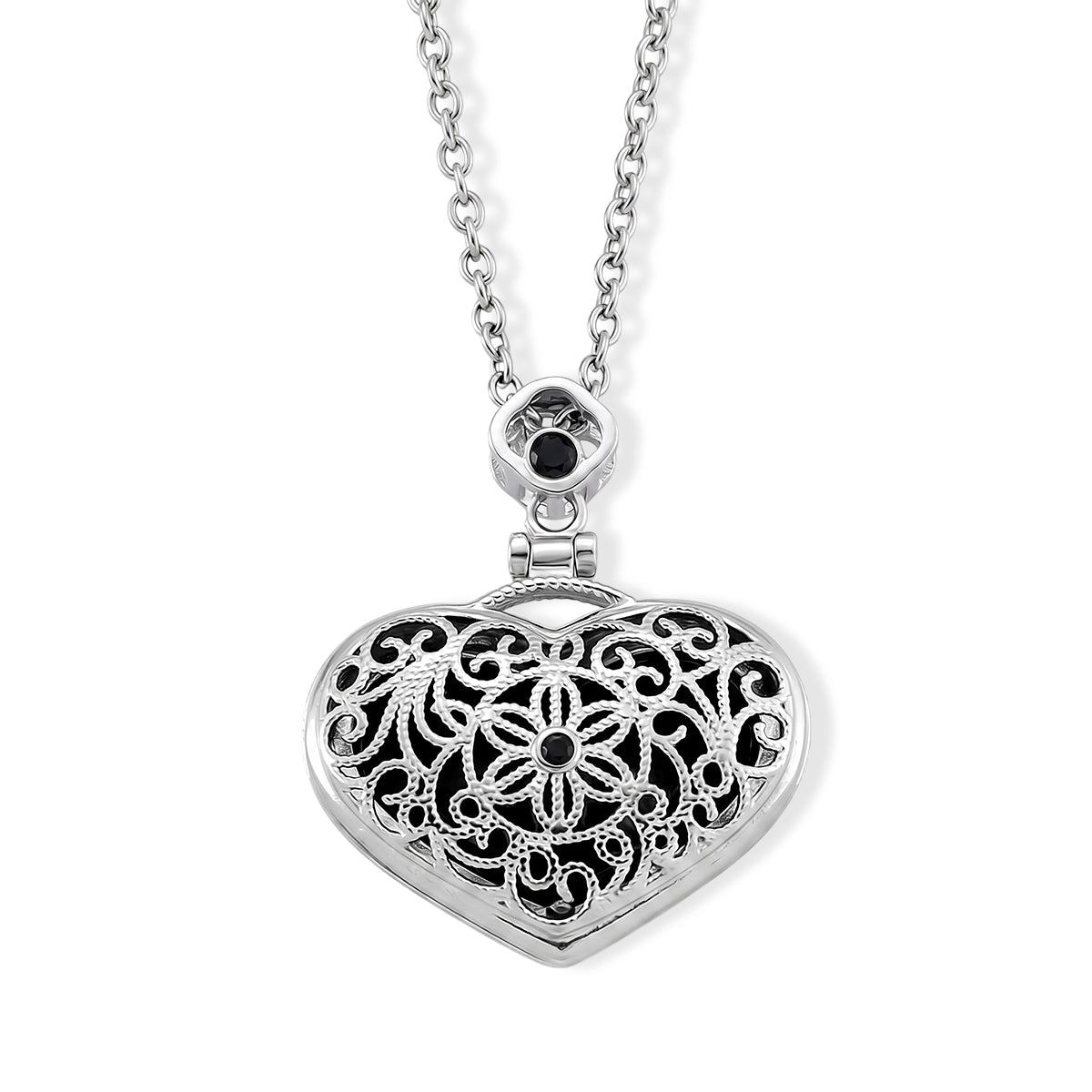 Schwarzer Jadeit und Zirkonia Medaillon-Legierung-Anhänger mit 50cm Edelstahl-Kette