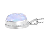 D'Joy AAA Regenbogen Mondstein, Weißer Zirkon Schmuckset ca. 50 cm 925 Silber rhodiniert und Edelstahl rhodiniert ca. 20,29 ct.