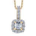 LUXURIANT SI-GH Labor Diamant Anhänger mit 45cm Kette, 925 Silber 750 Gelbgold Vermeil - 0,50 ct.