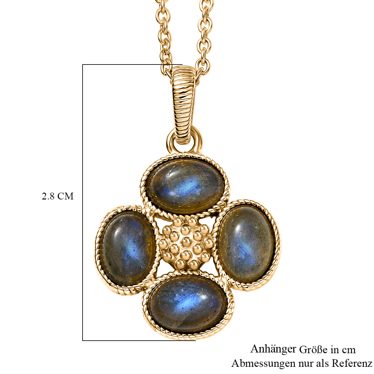 EVER TRUE AAA Labradorit Schmuckset ca. 50 cm, 316L Edelstahl, ca. 3.48 ct