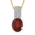 D'Joy AAA Hessonit Granat, Weißer Zirkon Anhänger mit Kette, ca. 50 cm 925 Silber 750 Gelbgold Vermeil ca. 3.16 ct