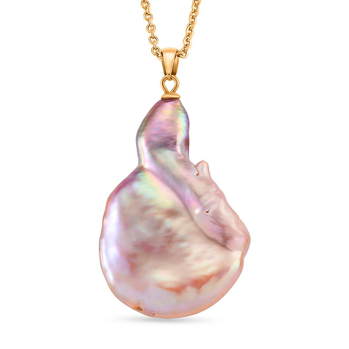 AAA Mehrfarbige Süßwasser Perle Anhänger mit Kette, ca. 50 cm 316L Edelstahl, Goldfarben