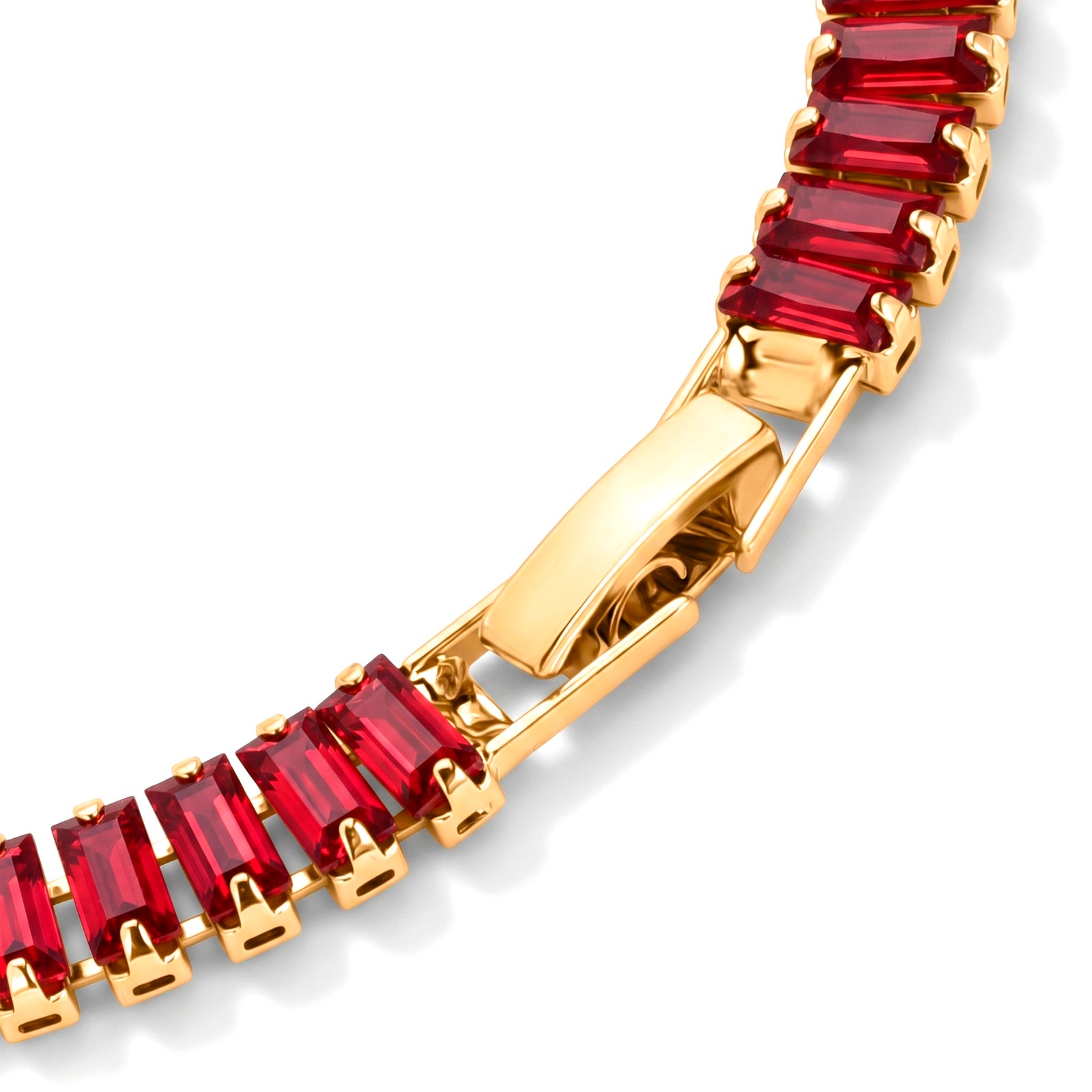 2er Set - Granat Zirkonia, Weißer Zirkonia Armband ca. 19 cm, Nickelfreies Messing, Goldfarben