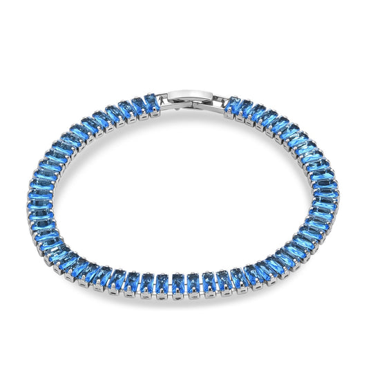 2er Set - Blauer Zirkonia, Weißer Zirkonia Armband ca. 19 cm, Nickelfreies Messing